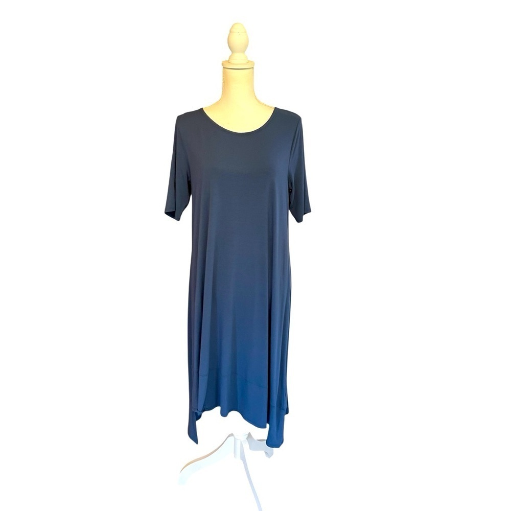 Eileen Fisher Midi Asymmetrical Hem Short Sleeve Dress Size Medium